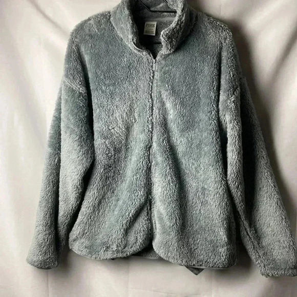 VICTORIA SECRET PINK WOMENS SIZE LARGE GRAY PLUSH ZIP FRONT TEDDY JACKET… - Picture 3 of 12